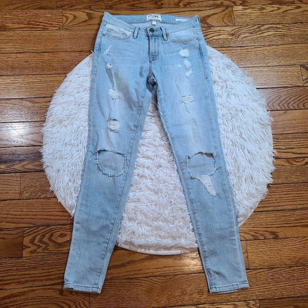 🤑Frame Women's Distressed Le Skinny de Jeanne Jeans